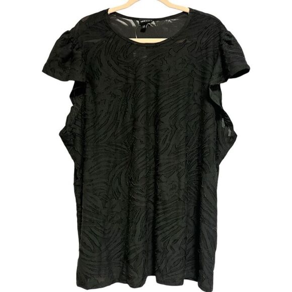 Torrid Black & White Knit Jacquard Crew Neck Flutter Sleeve Tee 3 3XL 2pc Bundle - Picture 8 of 14